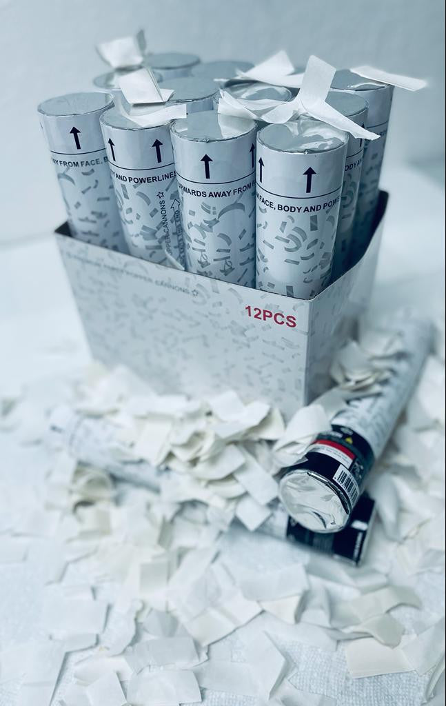 12" Confetti Cannon - Paper white