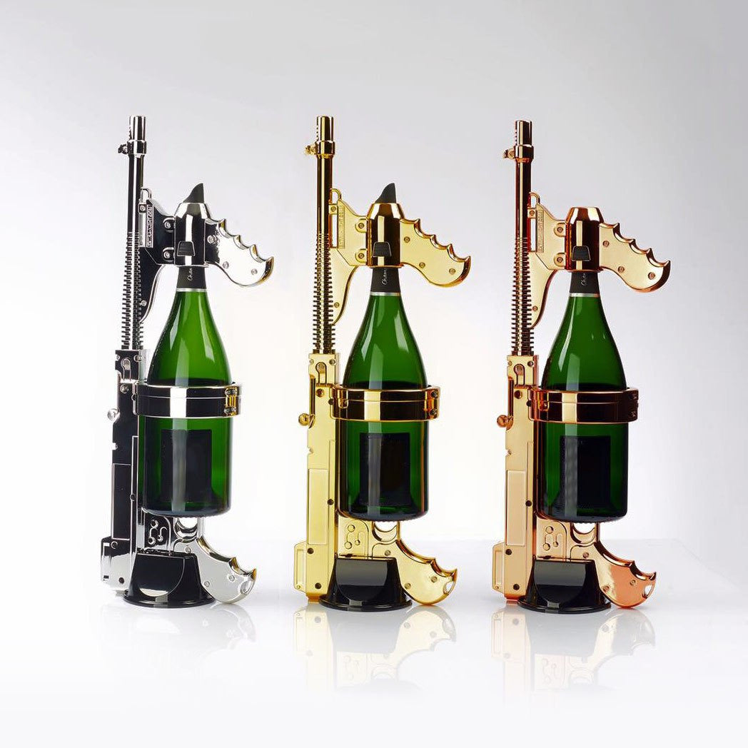 The unique Champagne Gun is a spray diffuser and a serving spout which is an incredibly fun, stylish, and a beautiful addition to all VIP event