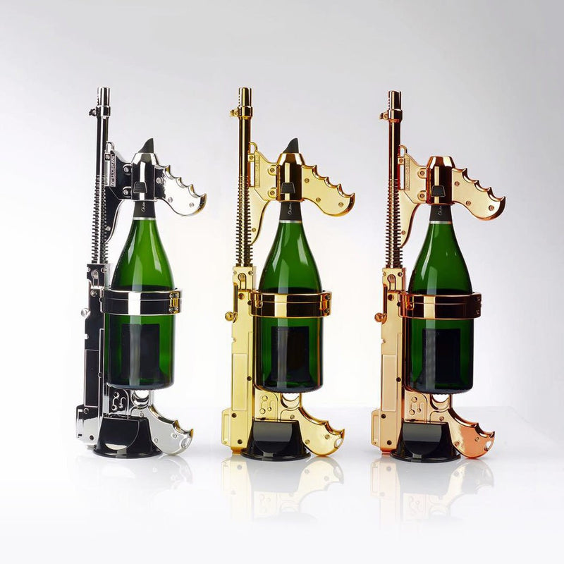 The unique Champagne Gun is a spray diffuser and a serving spout which is an incredibly fun, stylish, and a beautiful addition to all VIP event