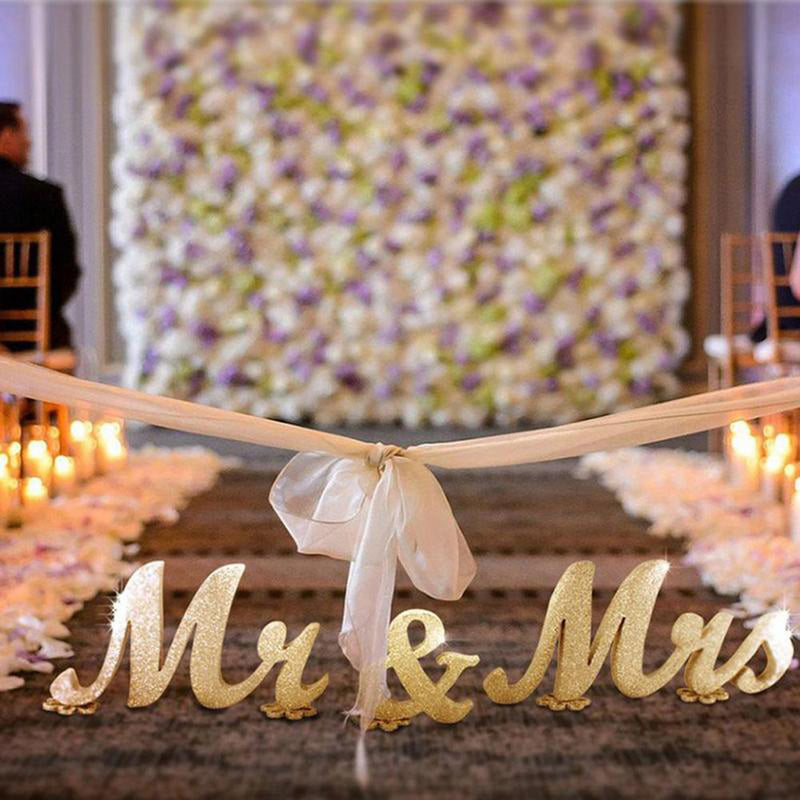 Mr and Mrs Wedding Sign in Gold