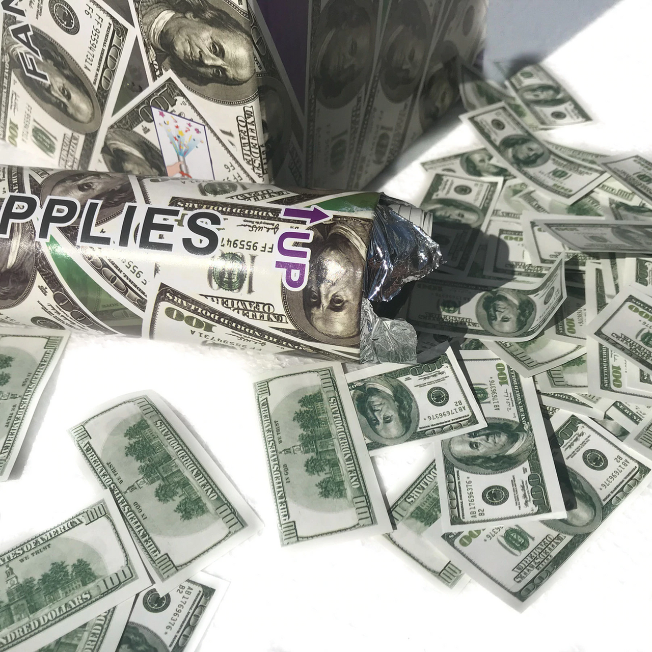 12" Confetti Cannon $100 Dollar 