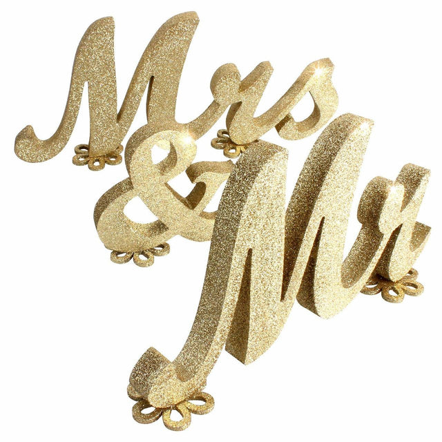 Mr and Mrs Wedding Sign in Gold